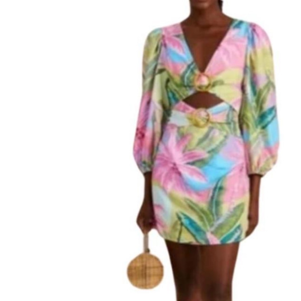 Colorful Floral Dress with Cutout